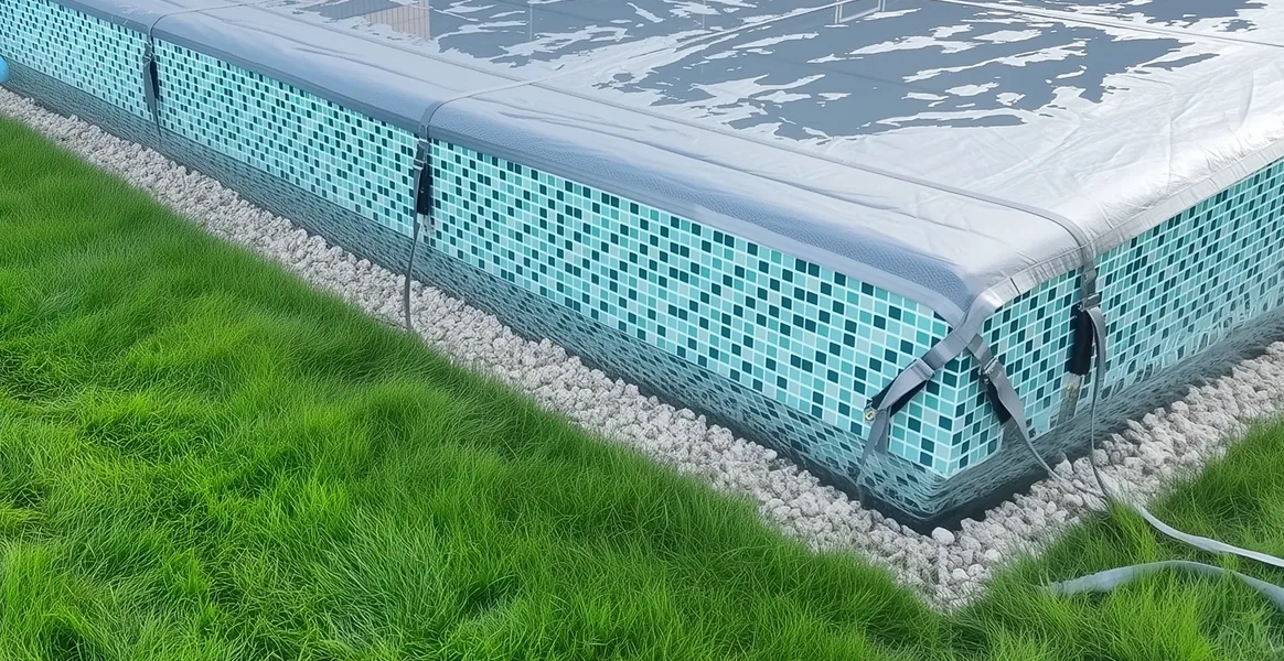 Покрывало для бассейна под снегом — защита зимой в Томске